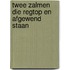 Twee zalmen die regtop en afgewend staan