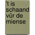 't Is schaand vûr de miense