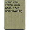 Stand van zaken ’Ruim baan’ : een samenvatting door Meintje van Dijk