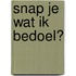 Snap je wat ik bedoel?