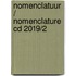 Nomenclatuur / Nomenclature cd 2019/2