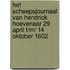 Het Scheepsjournaal van Hendrick Hoevenaar 29 april t/m/ 14 oktober 1602
