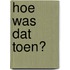 Hoe was dat toen?