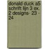 Donald Duck A5 schrift lijn 3 ex. 2 designs- 23 - 24