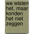 We wisten het, maar konden het niet zeggen